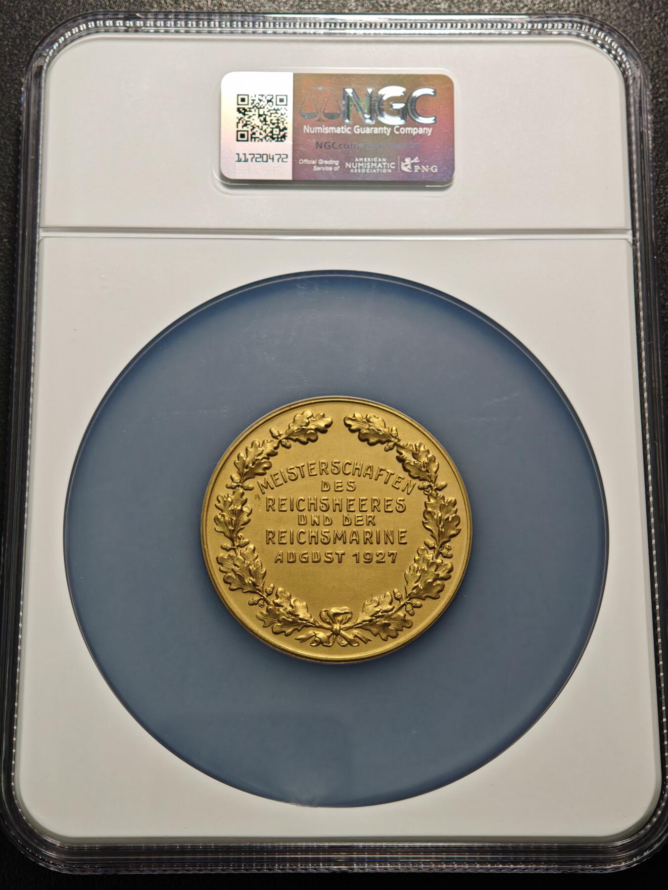 【德藏】世界币章拍卖第154期（拍品征集中~欢迎藏友联系） 1927年 德国一战陆军元帅兴登堡80大寿纪念镀金大铜章 NGC MS63 稀少品种 