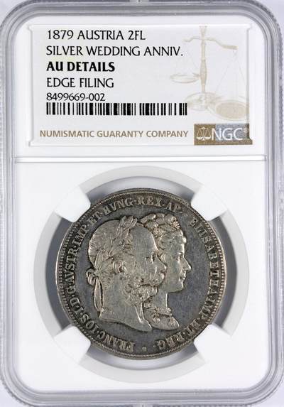 【雨安】【直播拍卖】【世界币章116期-评级币】2025-11-22 周六 19:30 保真 - [评级欧洲] Austria 奥地利 2弗洛林 1879年 茜茜公主婚礼  NGC-AU