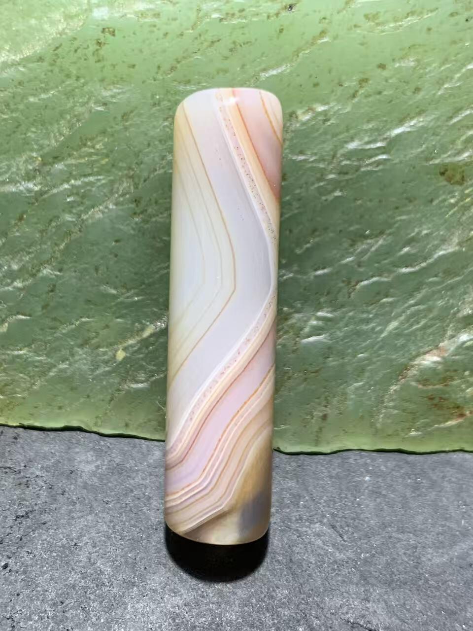 8字天眼纹缠丝玛瑙随形直桶，桶珠一个，