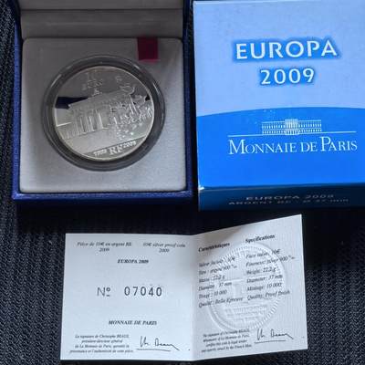 道一币馆币章第一百五十六场 - 原盒证 法国2009年柏林墙倒塌20周年10欧元银币