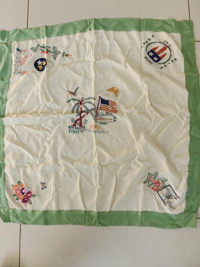 老王徽章第165期 - 美国二战中缅印战区陆军航空兵私人订制丝巾     真丝刺绣.     尺寸约60×60cm