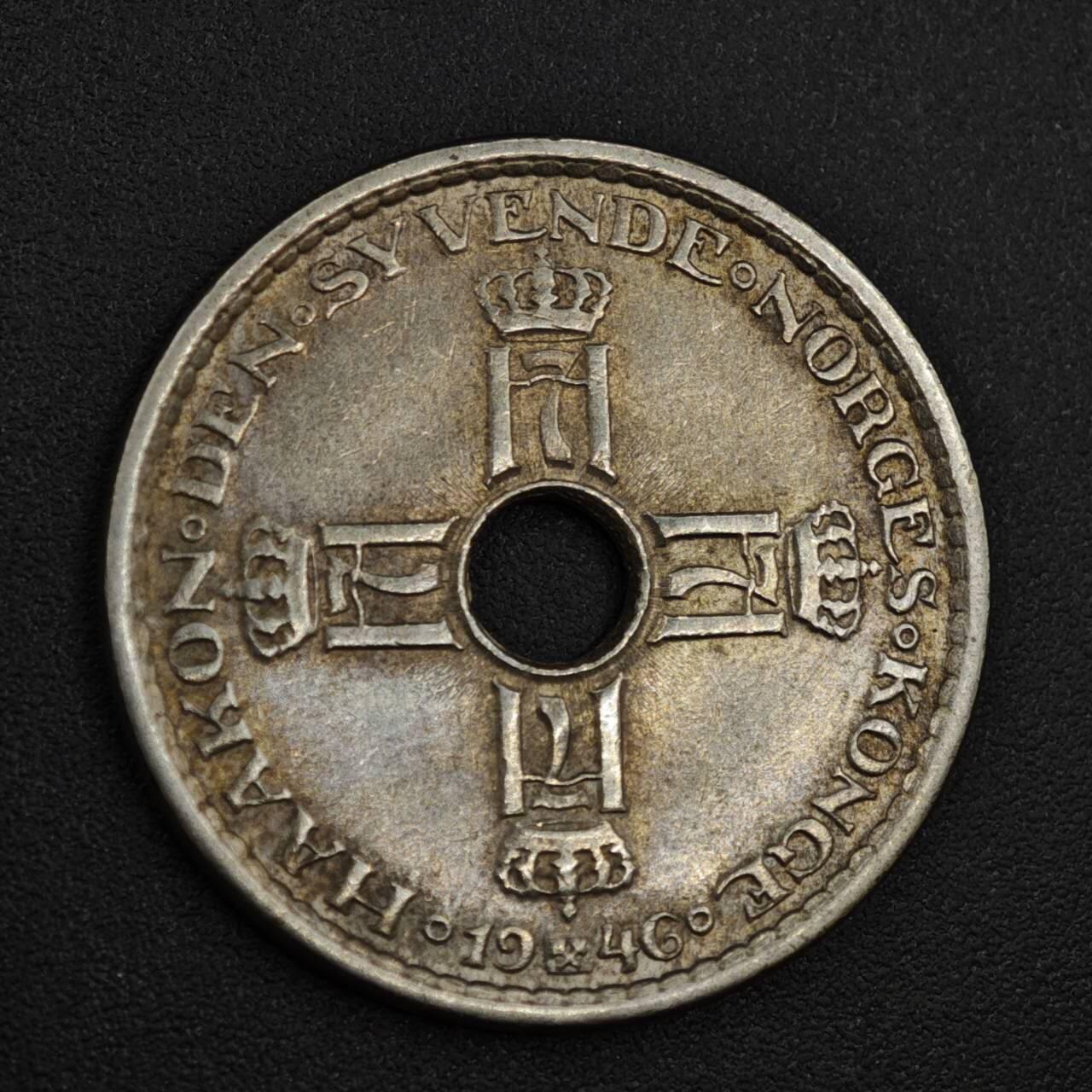 【淘币小摊】实时拍第八百零四拍   散币银币场   满百包邮可预留二周 每周一统一发货   挪威1946年1克朗镍币