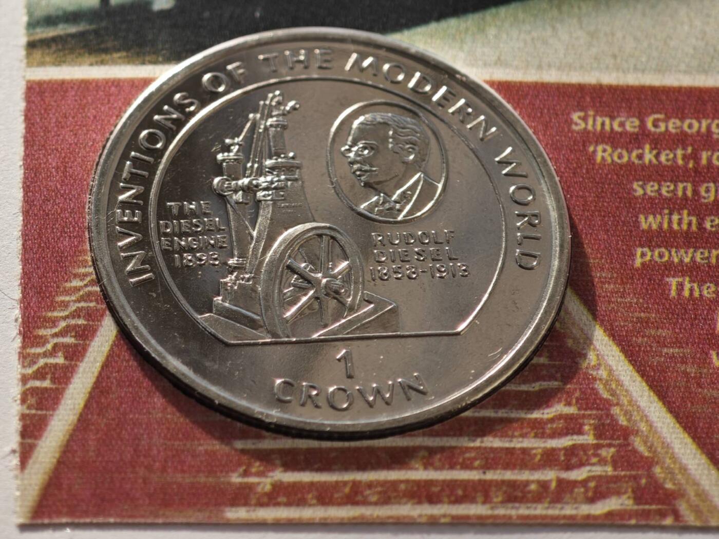 【淘币小摊】限时拍第八百零七拍  克朗币邮币封场  满百包邮可预留两周  周一统一发货   马恩岛1995年现代发明克朗纪念币邮币封