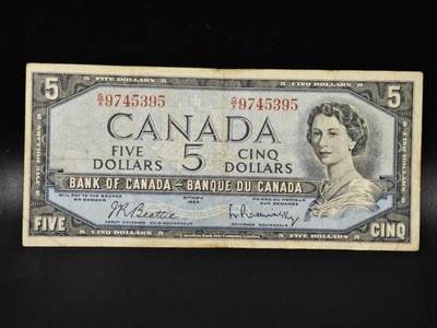 【淘币小摊】限时拍第八百零五拍  纸币场  满百包邮可预留两周  周一统一发货  - 加拿大1954年5元纸币【有折】