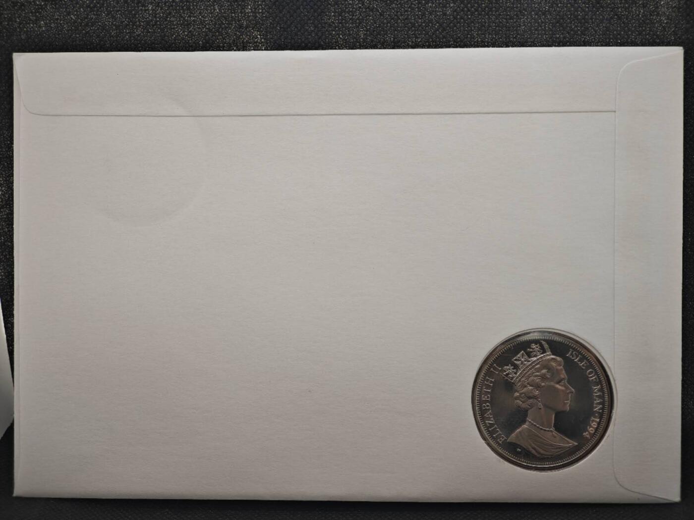 【淘币小摊】限时拍第八百零七拍  克朗币邮币封场  满百包邮可预留两周  周一统一发货    马恩岛1994年诺曼底登陆50周年克朗纪念币邮币封