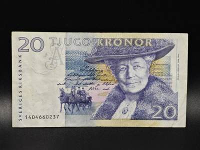 【淘币小摊】限时拍第八百零五拍  纸币场  满百包邮可预留两周  周一统一发货  - 瑞典20克朗纸币【有折】