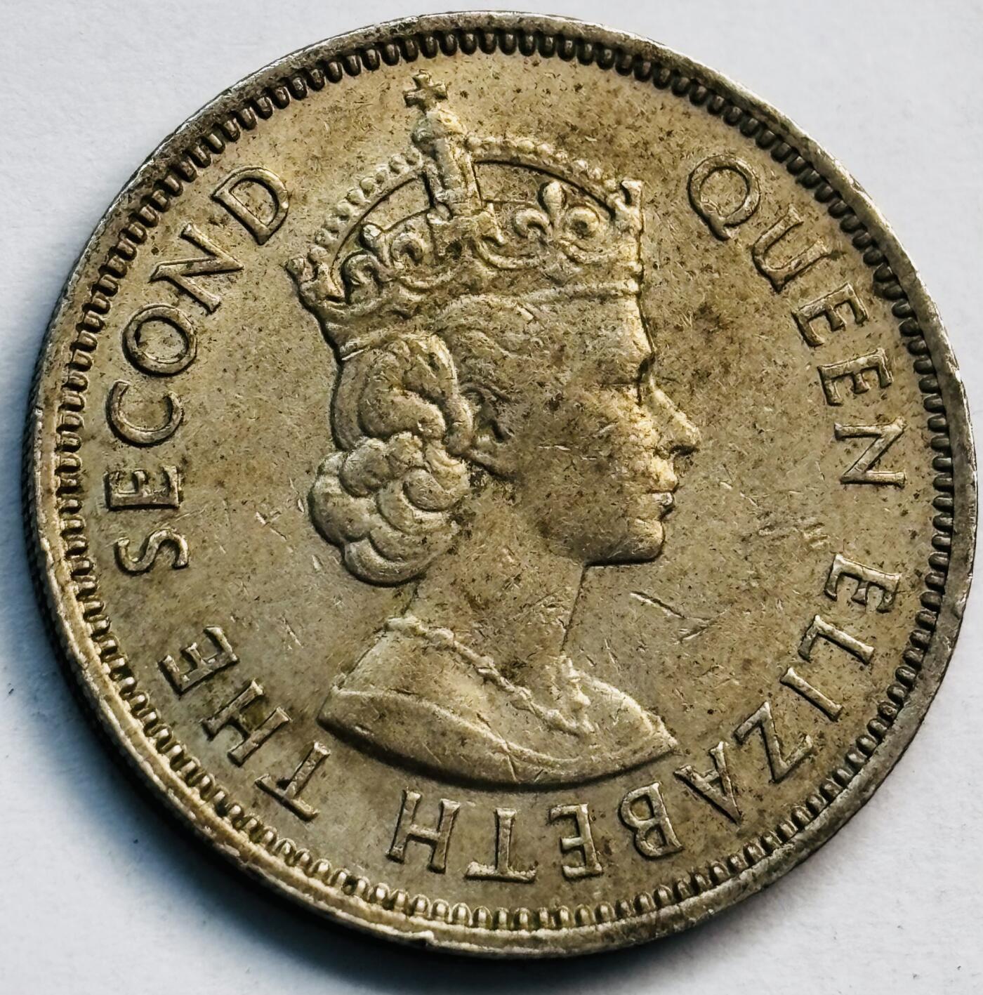 文馨钱币收藏第 282 场，【 长期接收代拍品】，加拿大老铜代用币，银币，德三系列场 少见关门 H 版1970 年英属香港女王大 5 毫