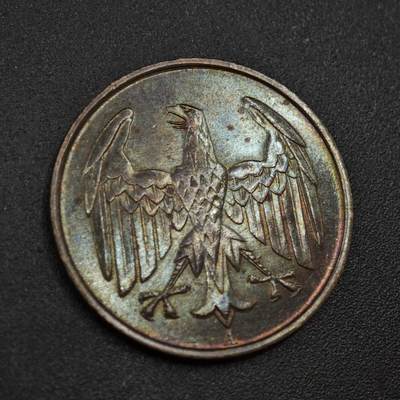 【淘币小摊】实时拍第八百零四拍   散币银币场   满百包邮可预留二周 每周一统一发货   - 德国1932年4芬妮铜币包浆美品