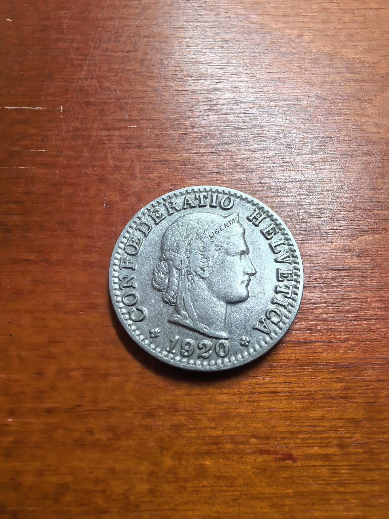 长老汇蛇年精选第七十七场拍卖 1920瑞士女神20生丁镍币，克书115美金