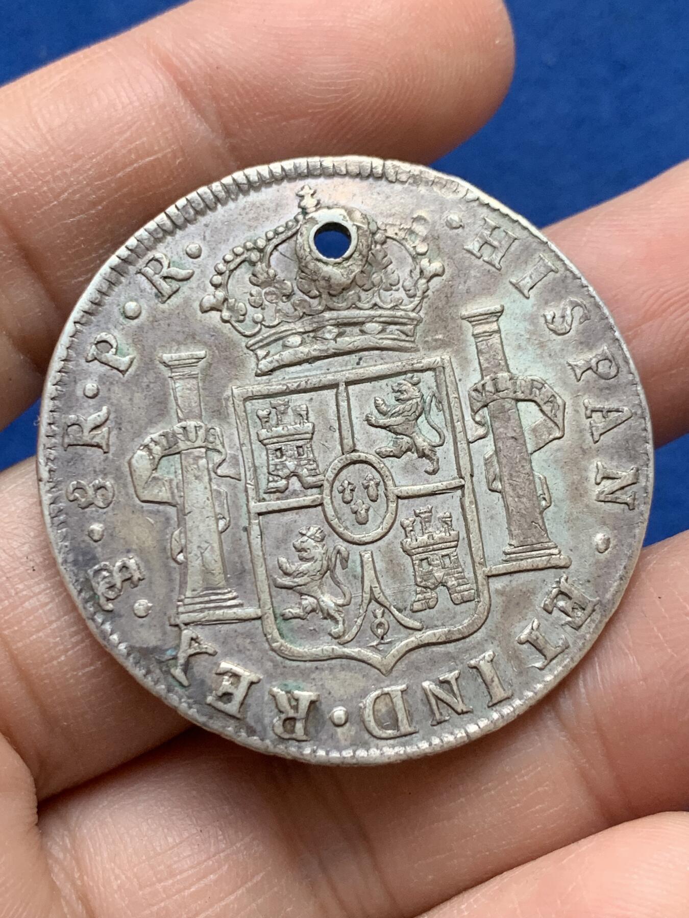 《竞宝斋》第441场 周日，周一，2场连拍 （全场包邮） 西属玻利维亚1778年卡洛斯三世双柱银币，人像清晰 细节见图