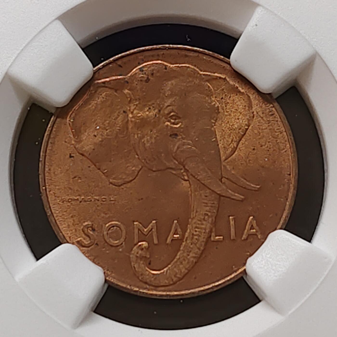 【全场包邮】纯粹捡漏拍481场（免费代拍第18场） 意托索马里1950年大象1分-NGC MS63 RB