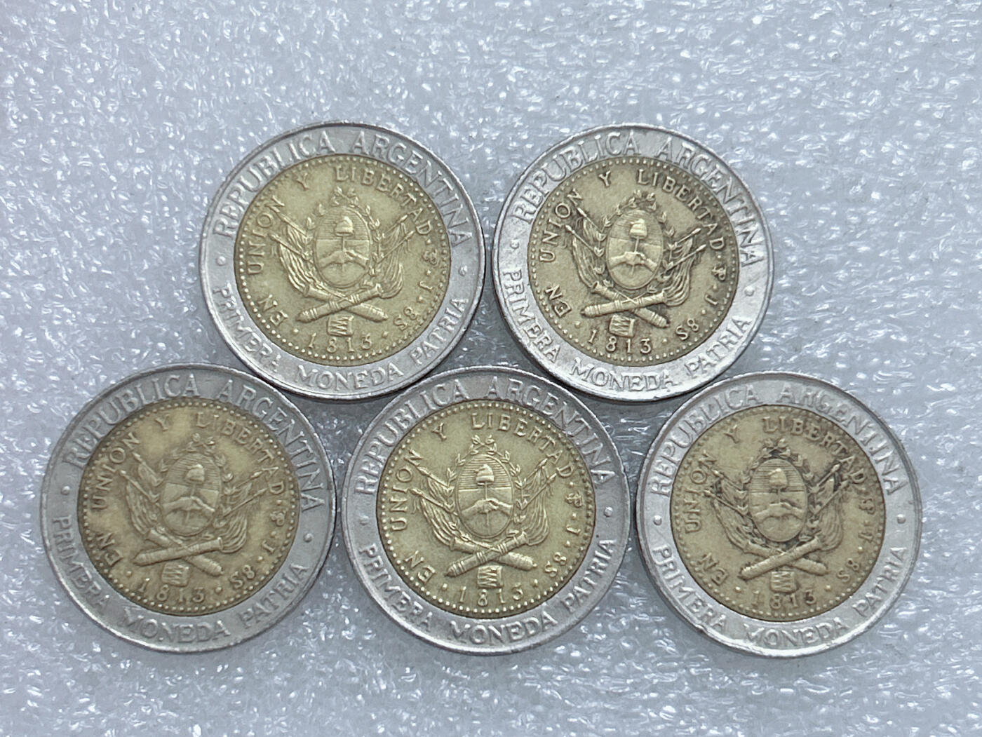 第一海外回流一元起拍收藏 散集专场  第271期 阿根廷1比索双色币 5枚