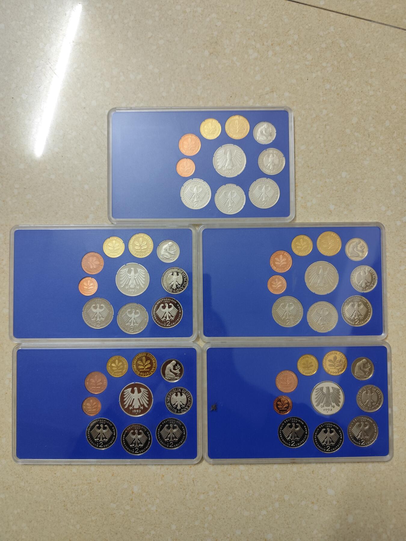 德国精制币 套币 1993 5个厂别 单价