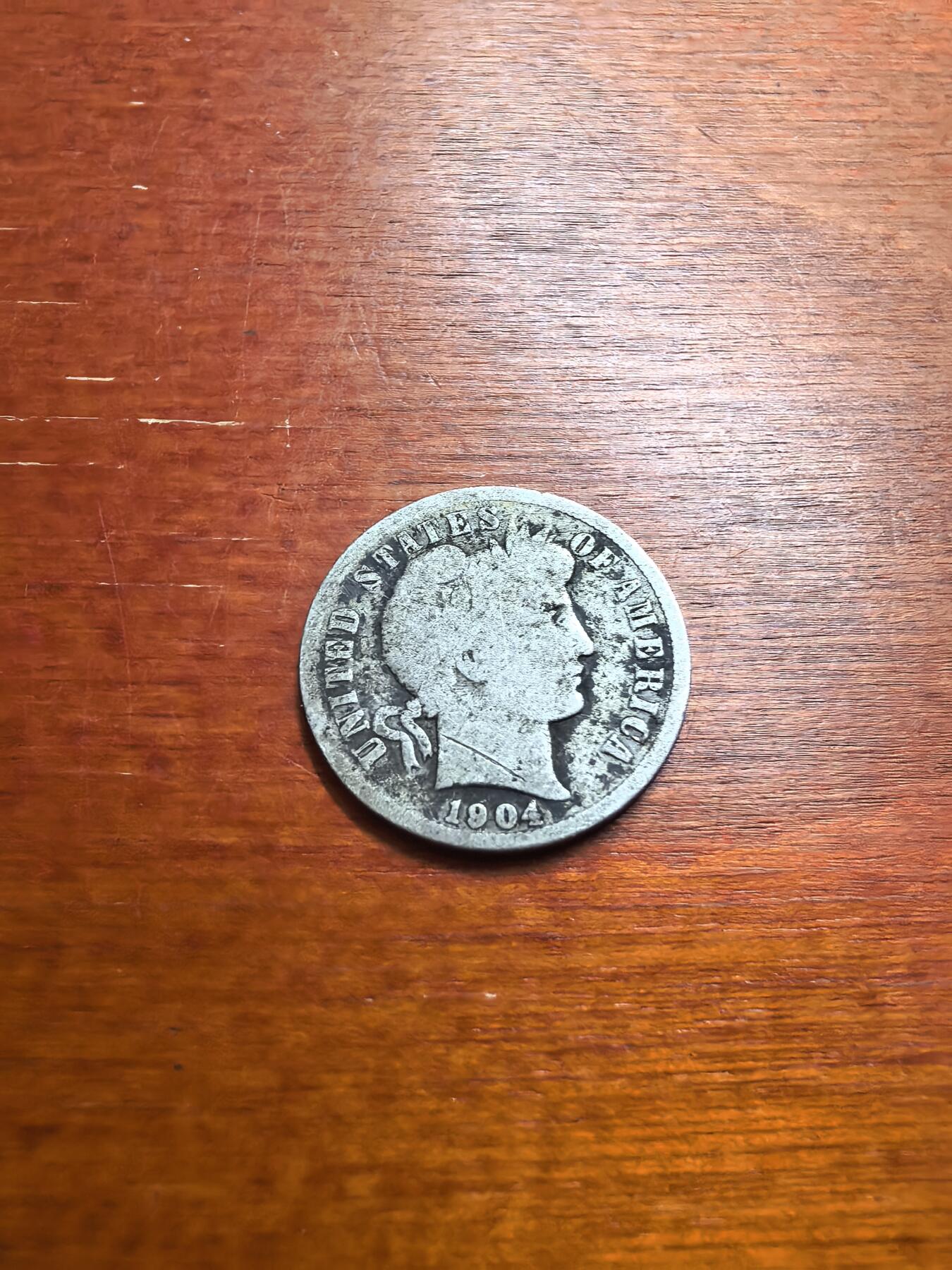 长老汇蛇年精选第七十七场拍卖 1904美国巴伯10美分银币，克书800美金