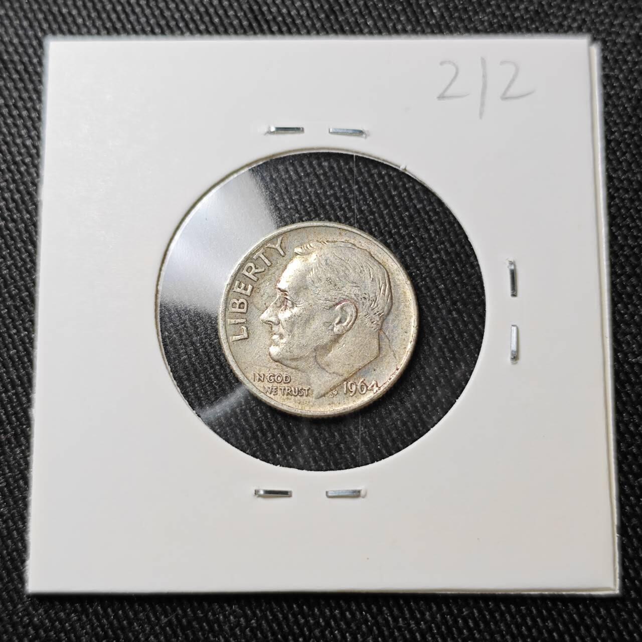 KK钱币收藏小铺 （套币 好品/批量散币 银币）专场  2月预留时间 周末发货   1964美国10分银币