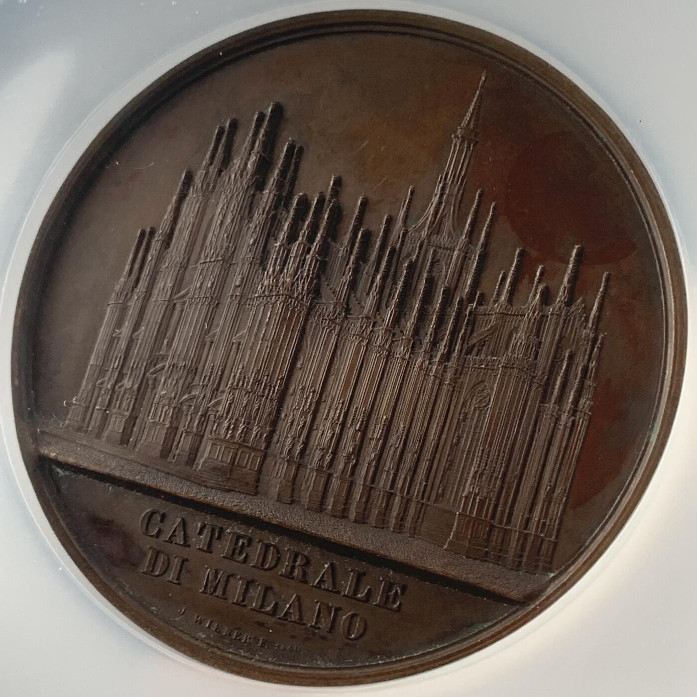 掌中浮雕-藏着的欧洲第043场 NGC MS62 : 1860年意大利米兰大教堂 ，59mm