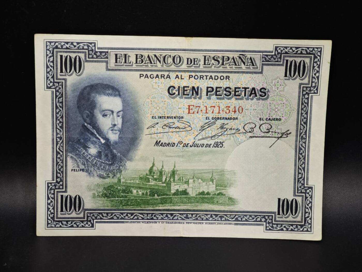 【淘币小摊】实时拍第八百零六拍   纸币场   满百包邮可预留二周 每周一统一发货   西班牙1925年100比赛塔纸币【有折】