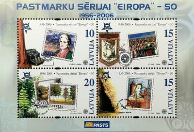 ↓君缘收藏660期☞钱币邮品↓无佣金、可寄存、满30元包邮  - 拉脱维亚邮票，2006年欧洲邮票发行50周年票中票小全张