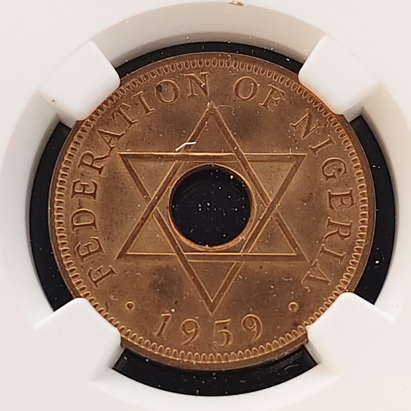 【全场包邮】纯粹捡漏拍481场（免费代拍第18场） 尼日利亚1959年1便士大铜币-NGC UNC DETAILS