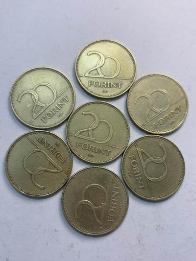 文馨钱币收藏第 282 场，【 长期接收代拍品】，加拿大老铜代用币，银币，德三系列场 - 匈牙利 20 福林 7 枚