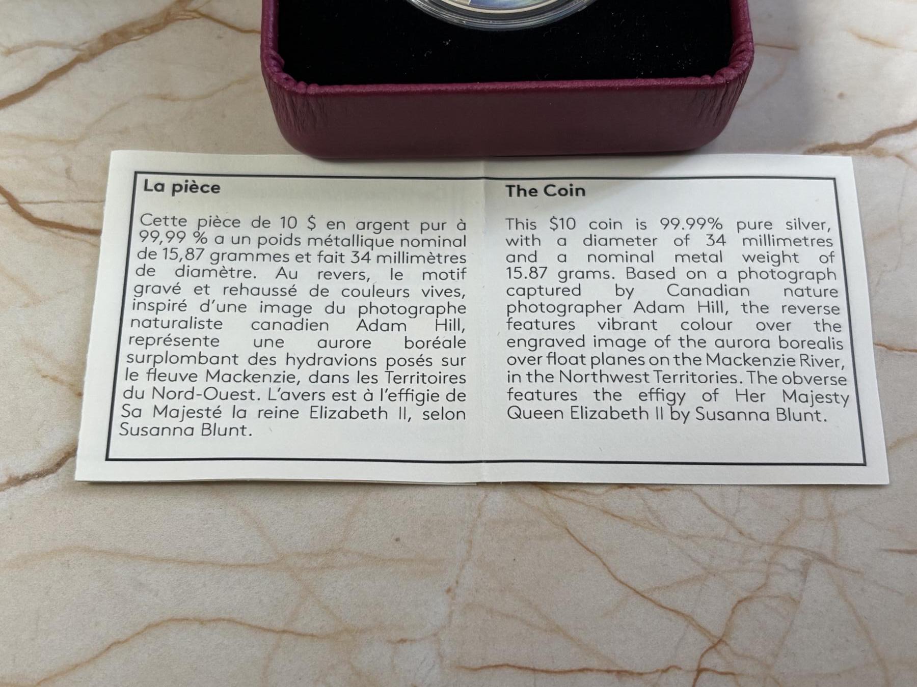 第183期拍卖 加拿大2017飞机漂浮在麦肯齐河150周年纪念彩银币，9999银，15.87克