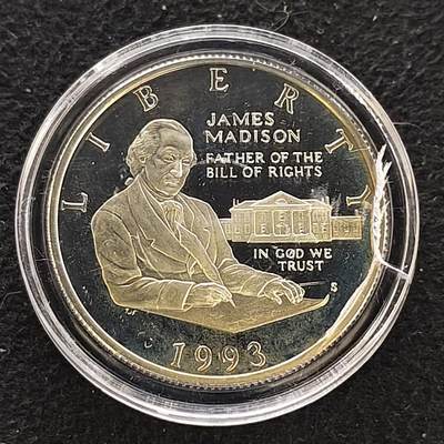 【全场包邮】纯粹捡漏拍480场（免费代拍第17场） - 美国1993年半元麦迪逊和权利法案精制纪念银币