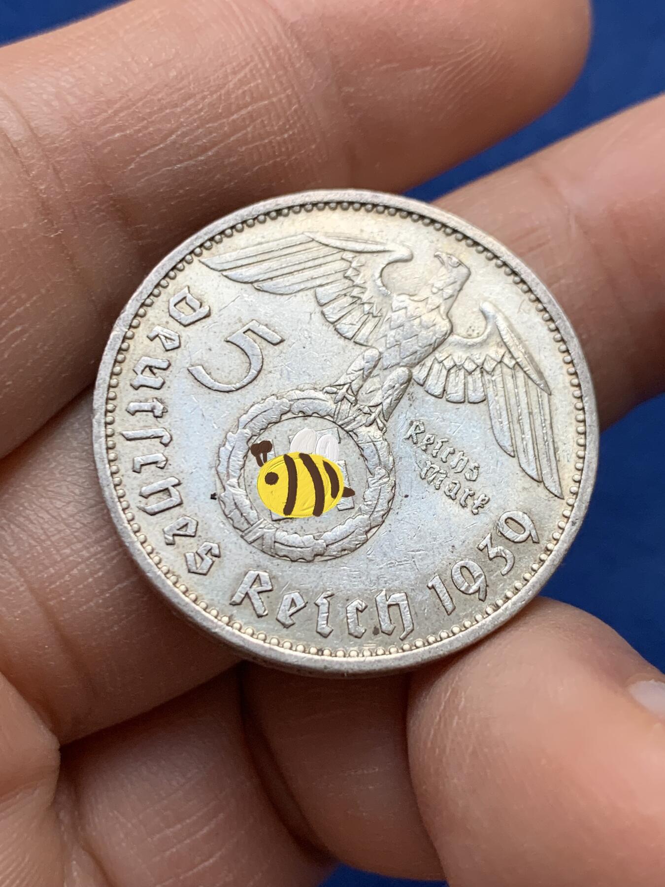 《竞宝斋》第441场 周日，周一，2场连拍 （全场包邮） 德国1939年兴登堡J版5马克银币