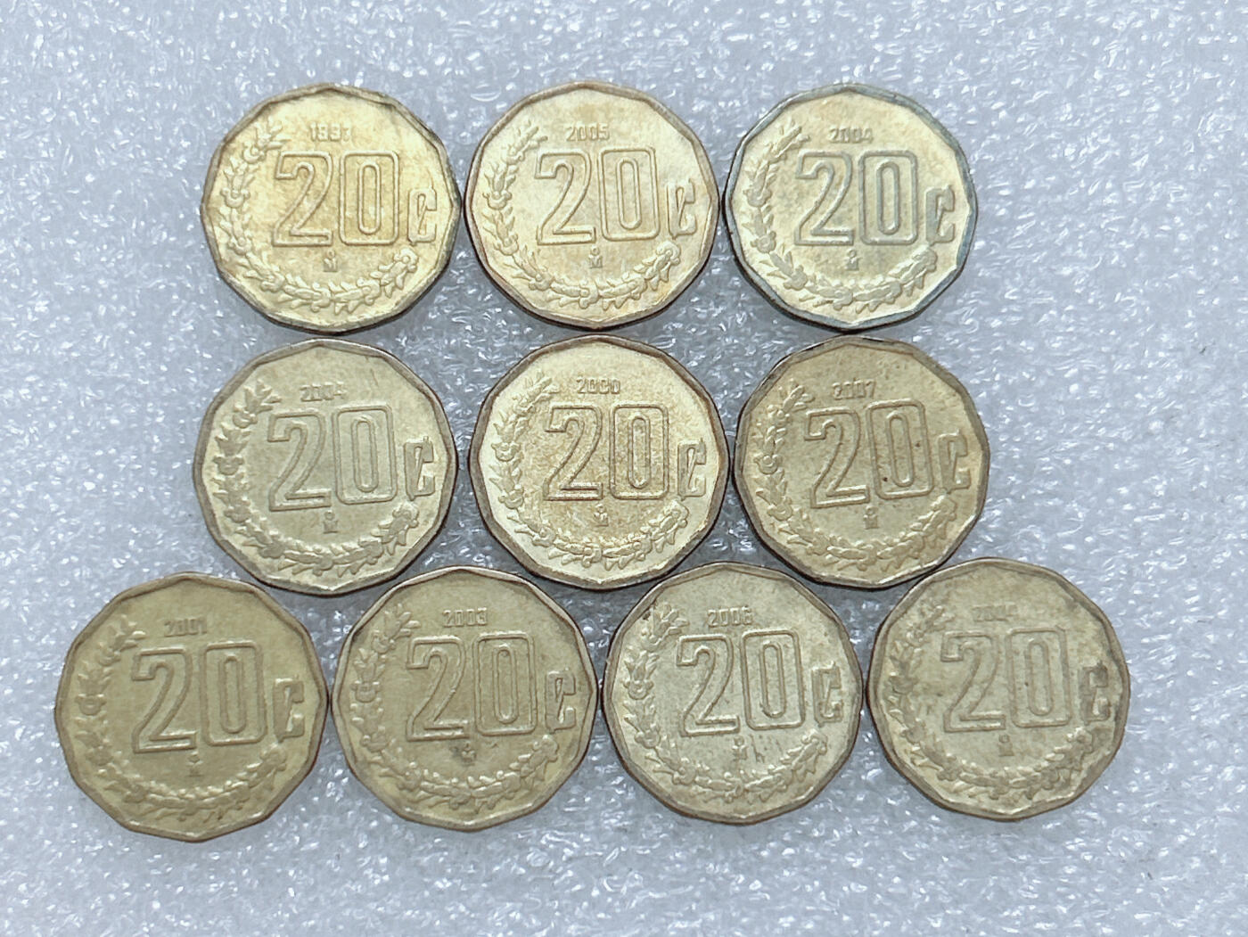 第一海外回流一元起拍收藏 散集专场  第271期 墨西哥20分硬币 10枚