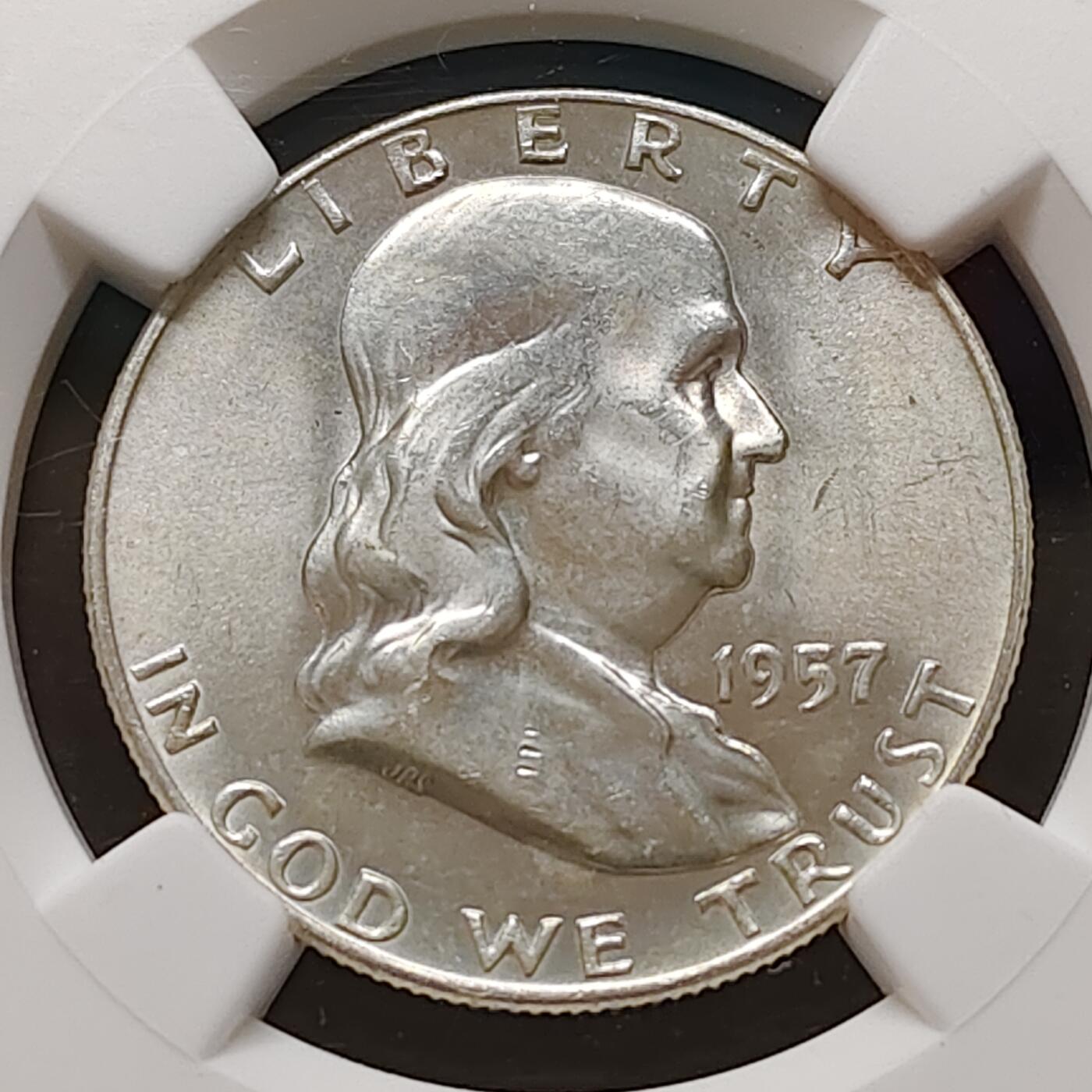 【全场包邮】纯粹捡漏拍481场（免费代拍第18场） 美国1957年富兰克林50分银币-NGC MS64