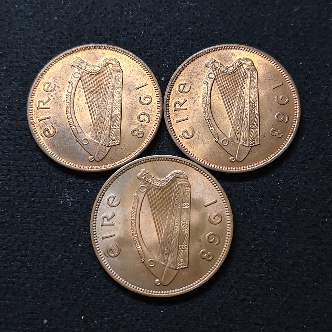 【全场包邮】纯粹捡漏拍480场（免费代拍第17场） 爱尔兰1968年母鸡1便士带光好品3枚一组