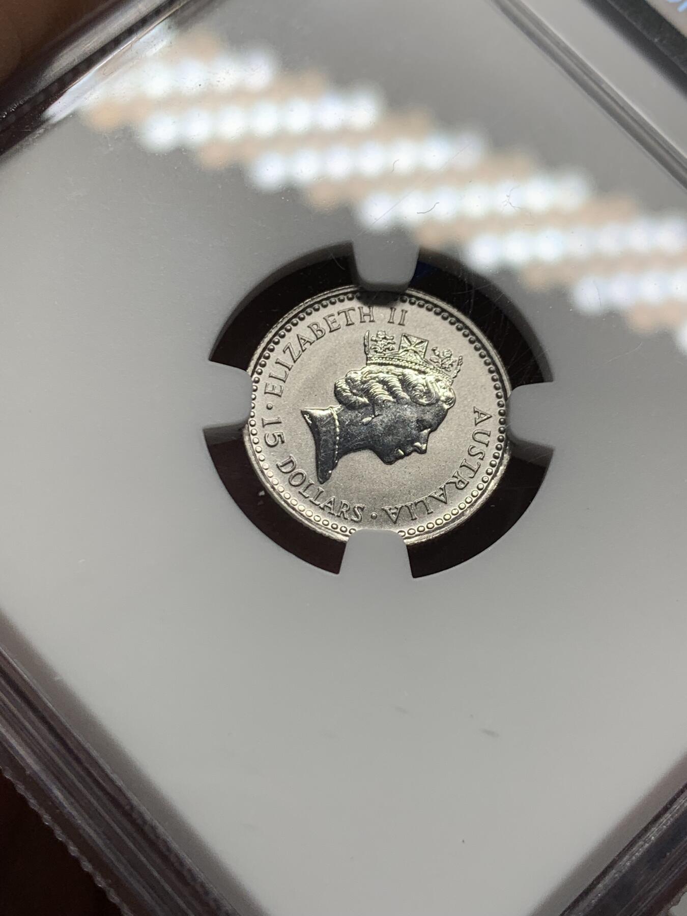 《竞宝斋》第441场 周日，周一，2场连拍 （全场包邮） NGC MS68 澳大利亚 1990年 15元 1/10盎司 PT99.95%铂金币 考拉 少见的小币种铂金币