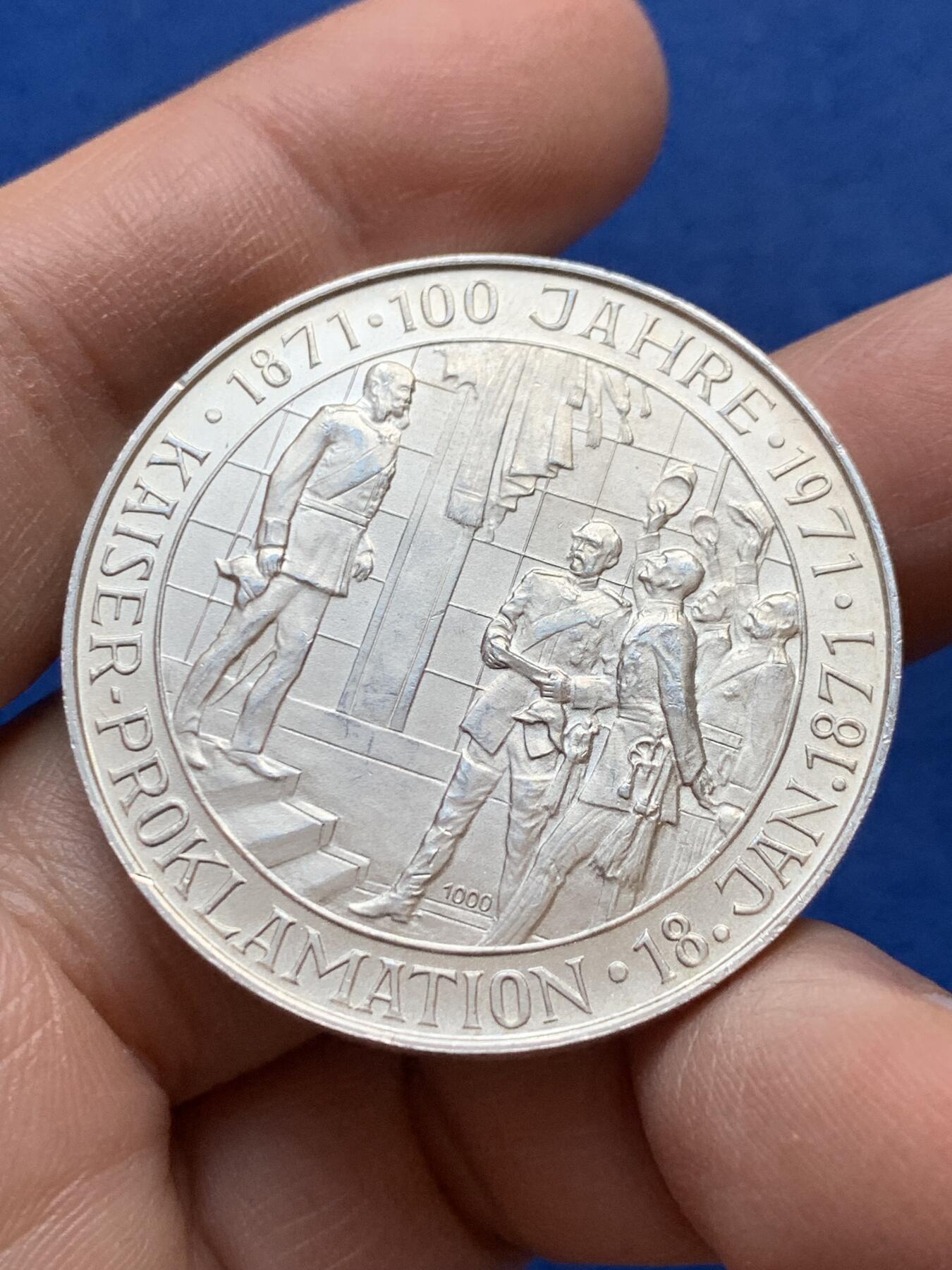 《竞宝斋》第441场 周日，周一，2场连拍 （全场包邮） 纪念德意志帝国成立100周年 银章 正面俾斯麦 24.95克 40mm