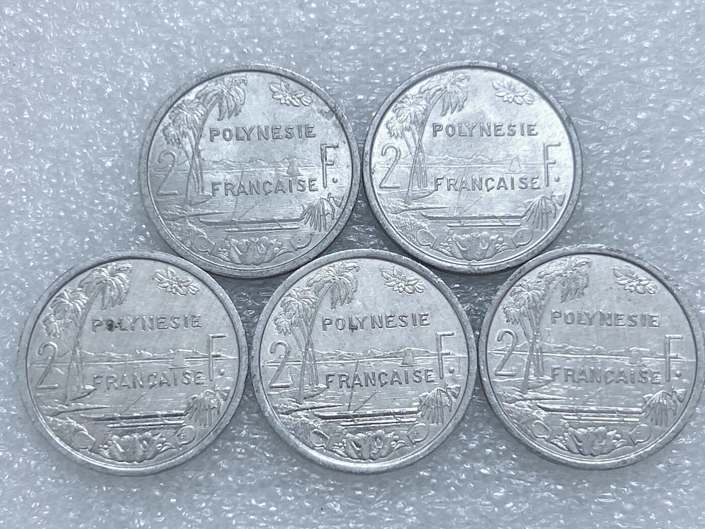 第一海外回流一元起拍收藏 散集专场  第271期 法属波利尼西亚2法郎铝币 5枚