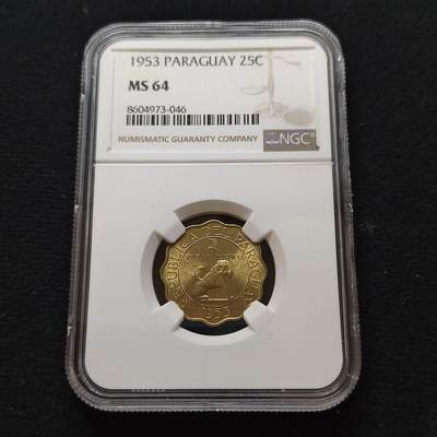 【全场包邮】纯粹捡漏拍481场（免费代拍第18场） - 巴拉圭1953年25分-NGC MS64