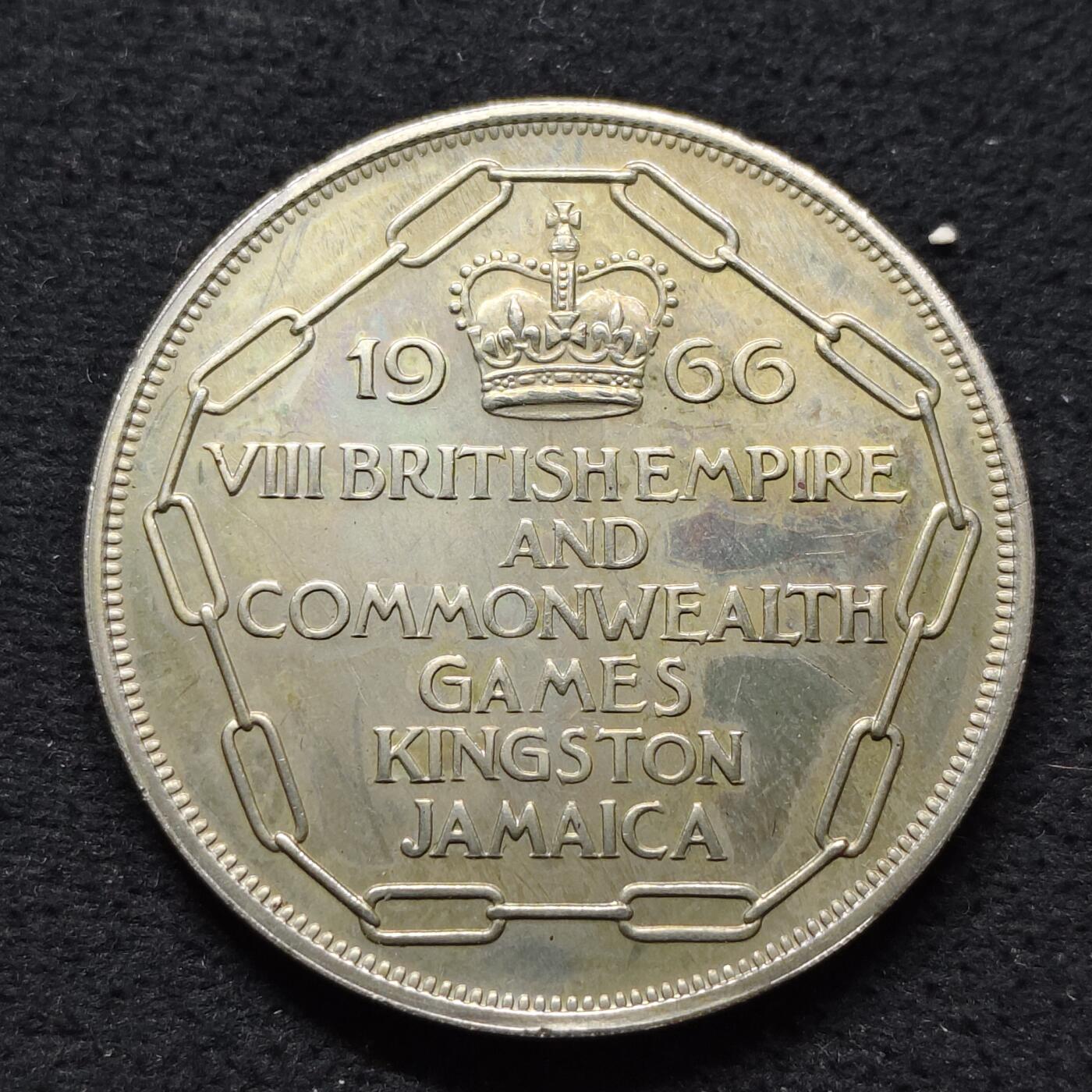 【全场包邮】纯粹捡漏拍480场（免费代拍第17场） 牙买加1966年5先令英联邦运动会克朗型纪念币