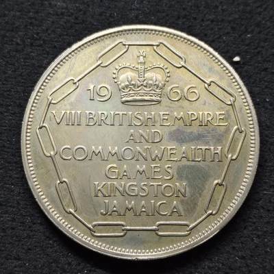 【全场包邮】纯粹捡漏拍480场（免费代拍第17场） - 牙买加1966年5先令英联邦运动会克朗型纪念币
