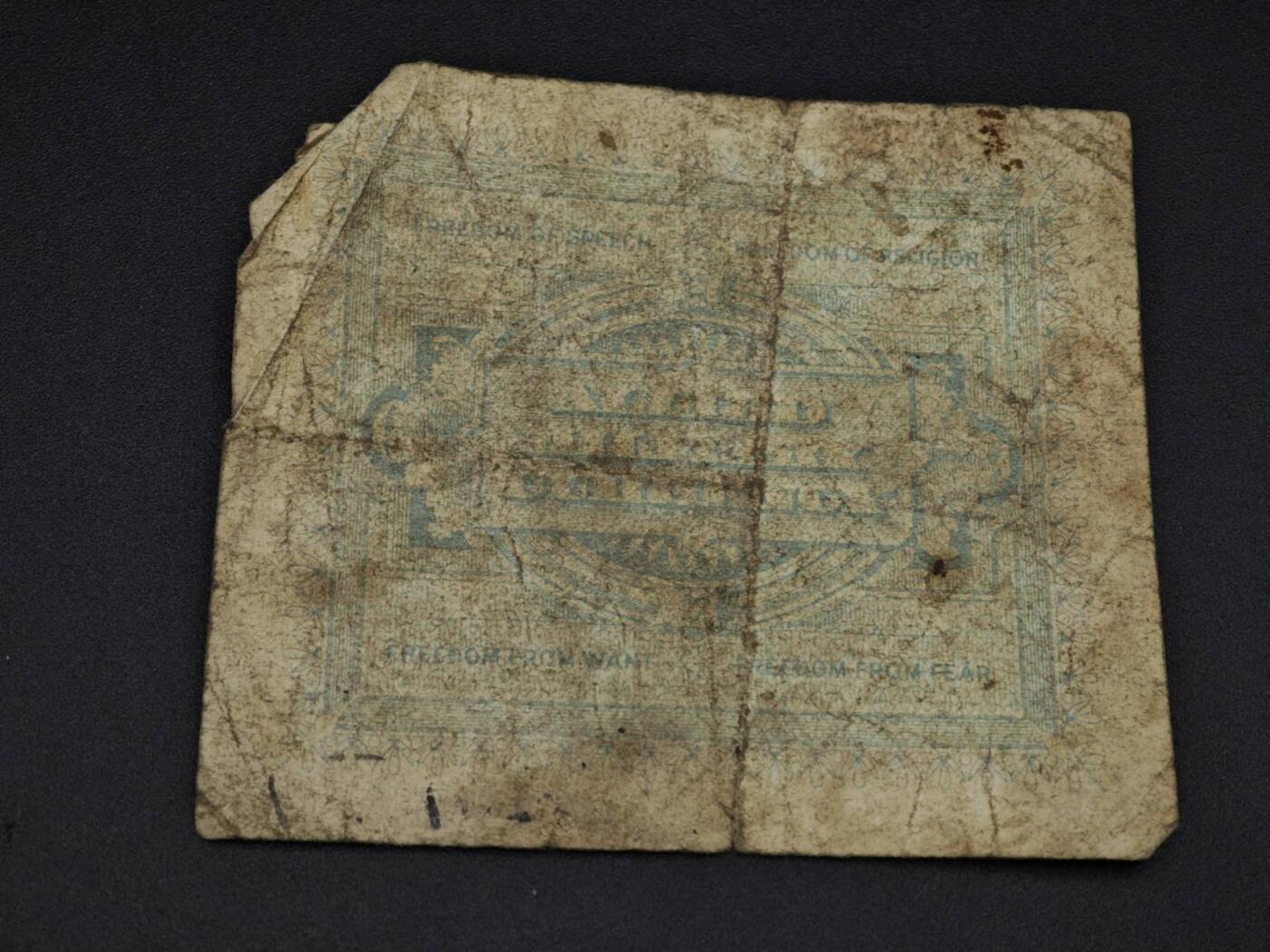 【淘币小摊】实时拍第八百零六拍   纸币场   满百包邮可预留二周 每周一统一发货   意大利1943年1里拉纸币【有折】