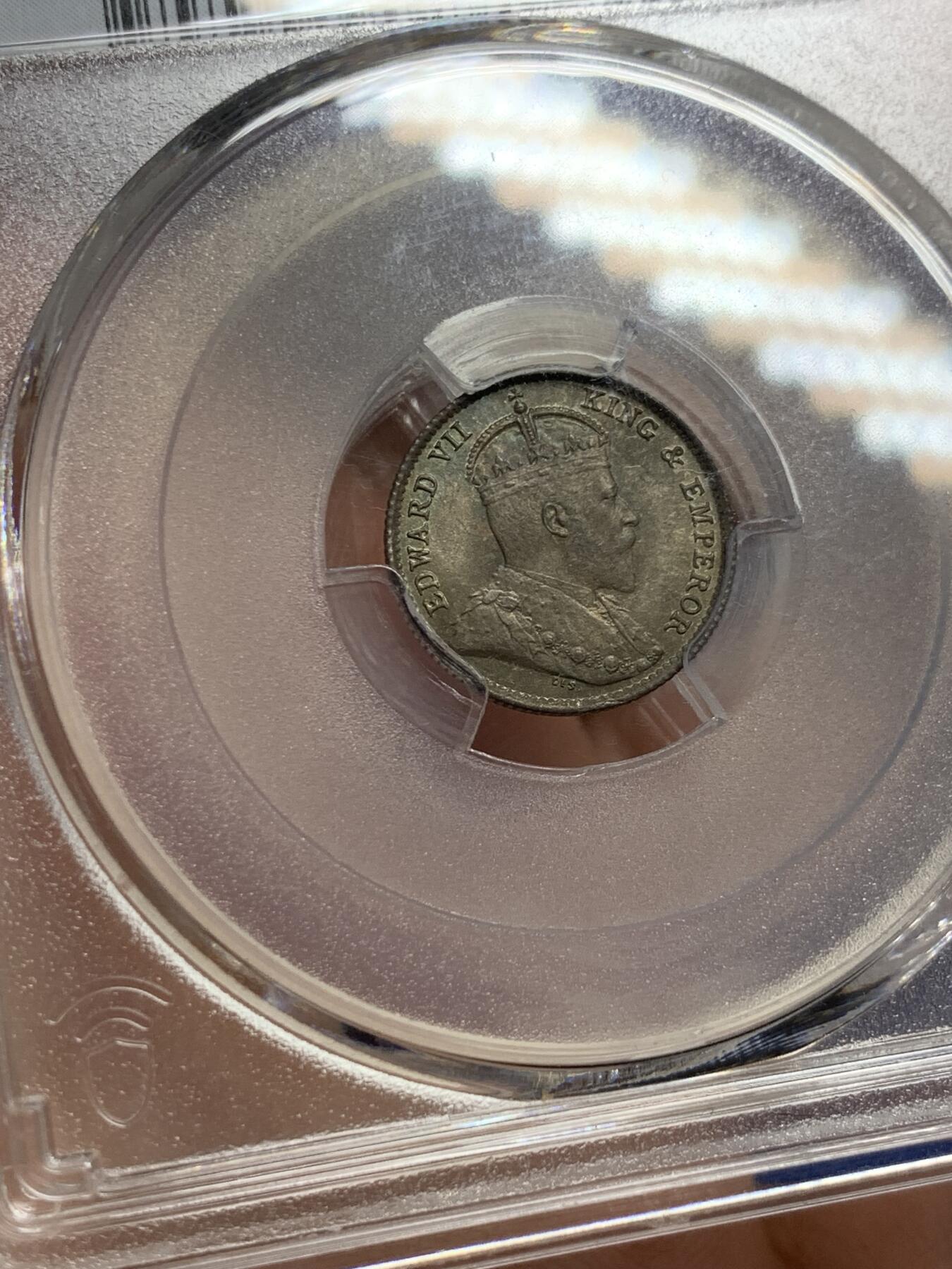 《竞宝斋》第441场 周日，周一，2场连拍 （全场包邮） PCGS MS66 香港1903年爱德华七世五仙 季军分 高评仅7枚 五彩包浆