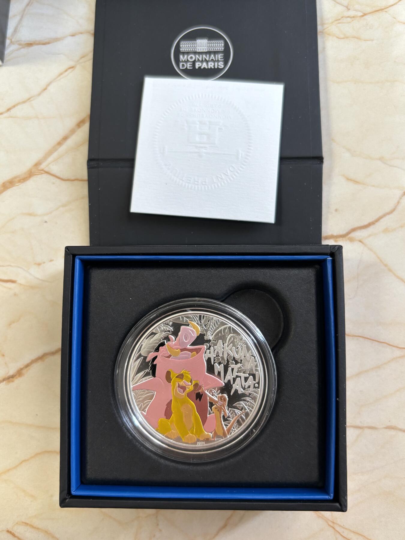 第183期拍卖 法国2024年狮子王彩色纪念银币，22.2克，999银，发行5000枚