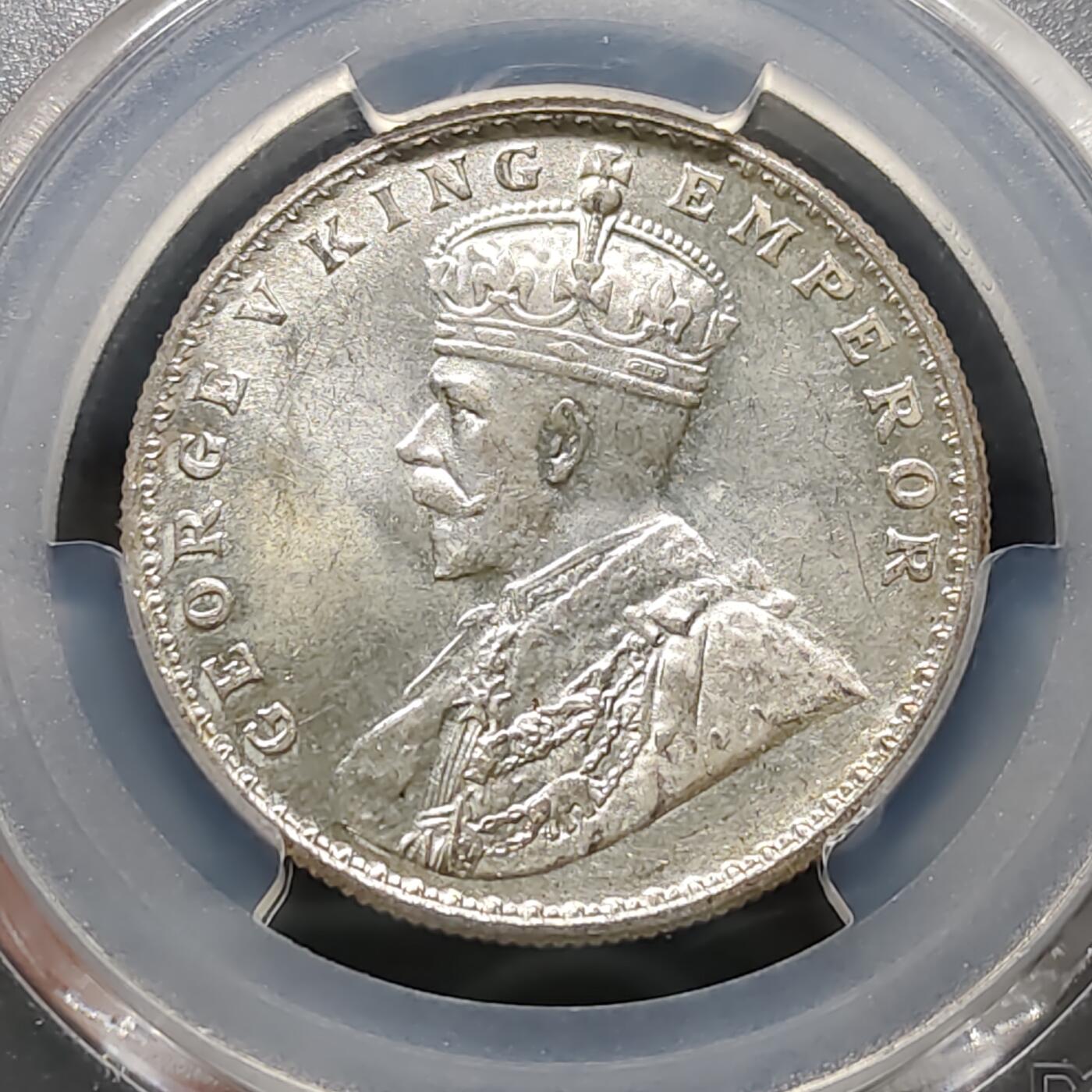 【全场包邮】纯粹捡漏拍481场（免费代拍第18场） 英属印度1919年乔治五世1卢比银币-PCGS MS64