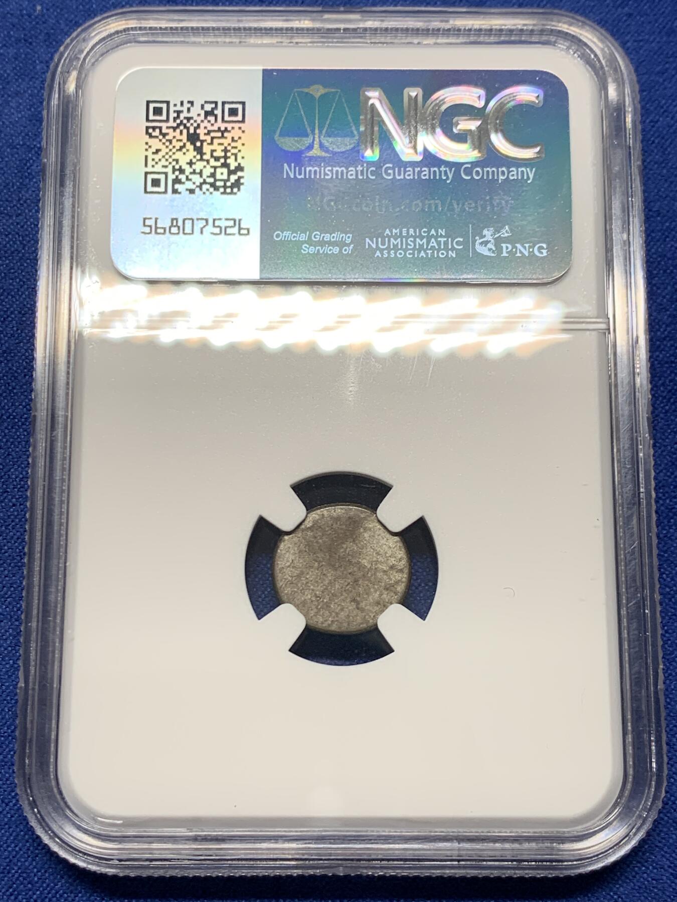 《竞宝斋》第441场 周日，周一，2场连拍 （全场包邮） NGC AU55 柬埔寨1600年-1860年神鸟2PE银币，打制上佳，带光美品。