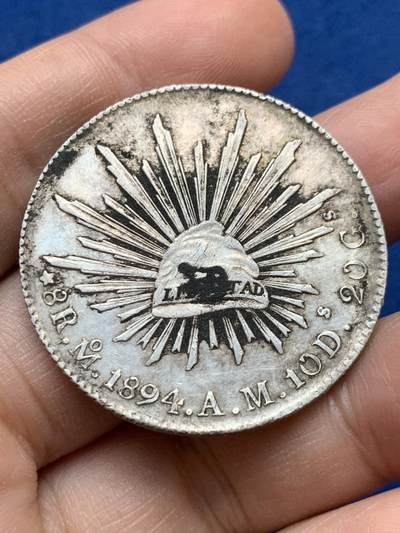 《竞宝斋》第441场 周日，周一，2场连拍 （全场包邮） - 墨西哥 1894年 MO AM 花边鹰洋 8R银币 老味道光感高点都不错