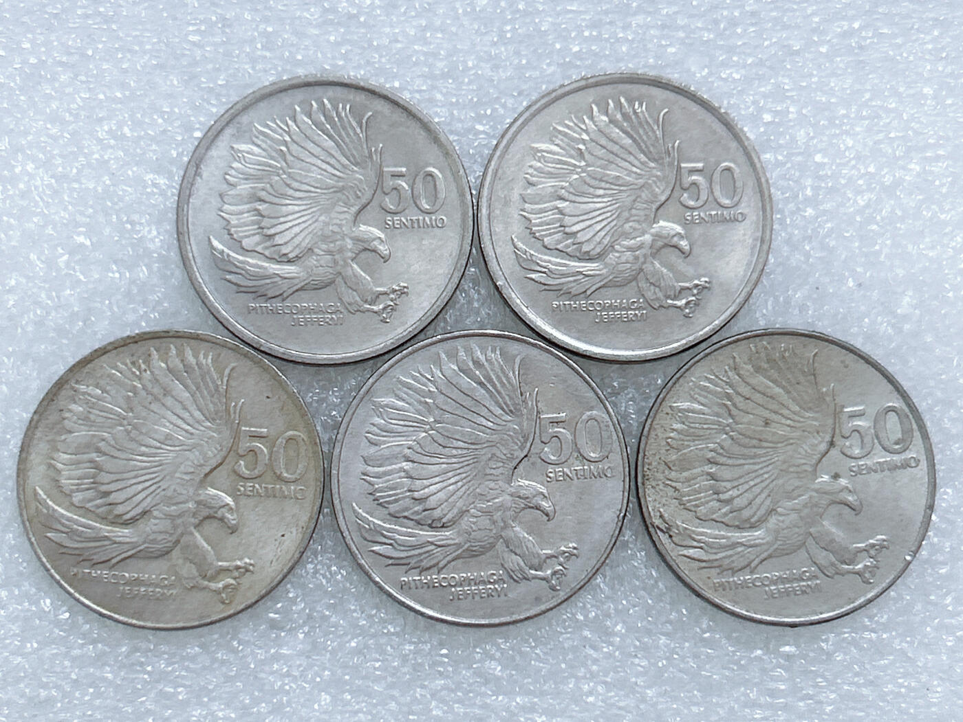 第一海外回流一元起拍收藏 散集专场  第271期 菲律宾80年代50分硬币 5枚 原光美品