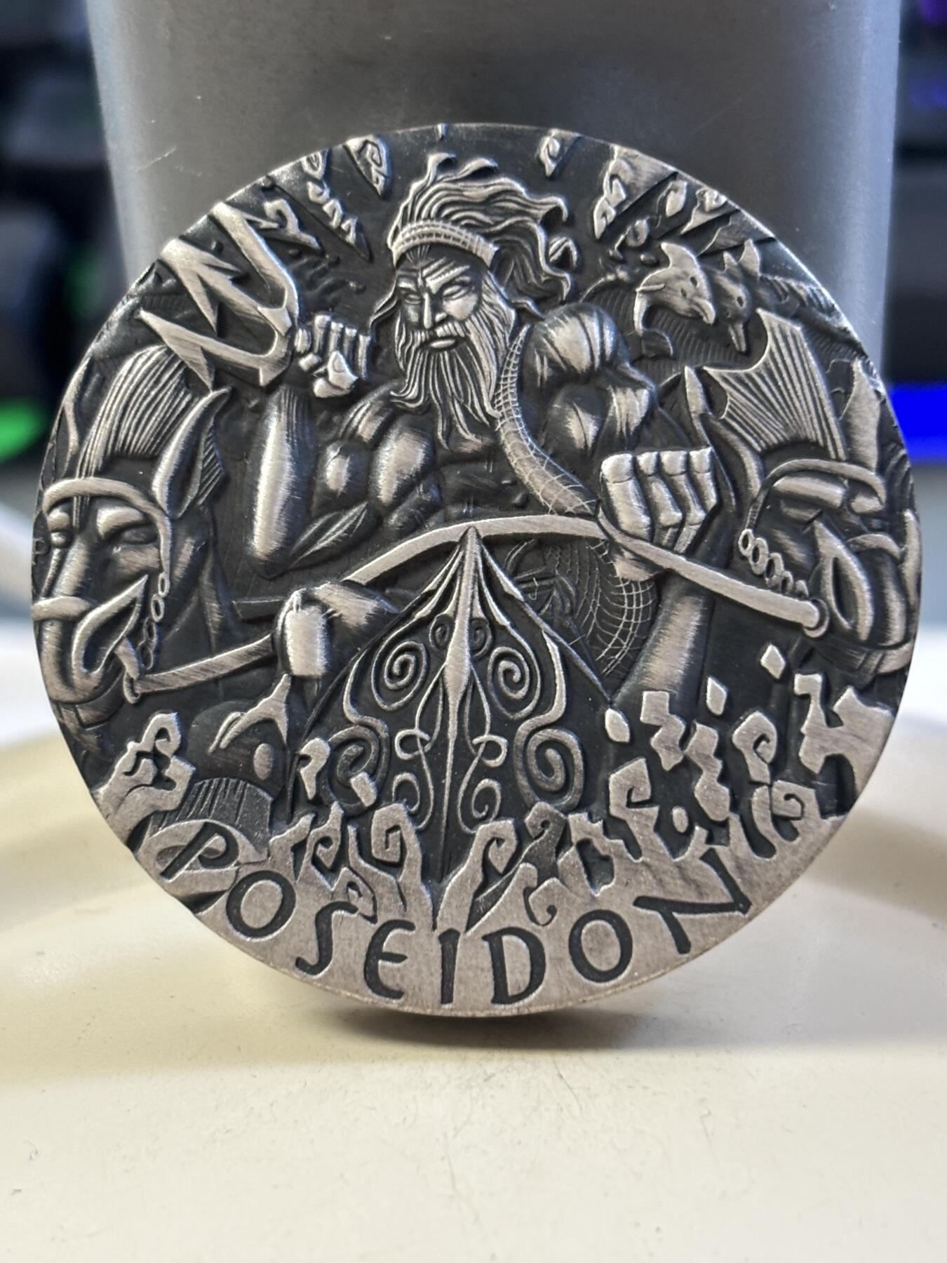 第183期拍卖 图瓦卢2014年奥林匹斯众神2海神波塞冬2盎司纪念银币，999银，发行1500枚