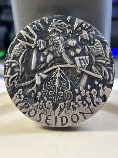 第183期拍卖 - 图瓦卢2014年奥林匹斯众神2海神波塞冬2盎司纪念银币，999银，发行1500枚