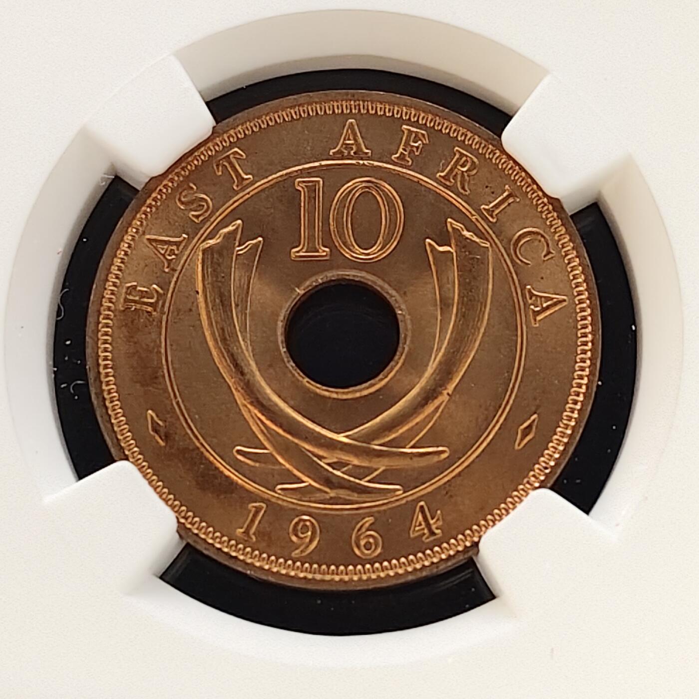 【全场包邮】纯粹捡漏拍481场（免费代拍第18场） 东非1964年10分大铜币-NGC MS64 RD