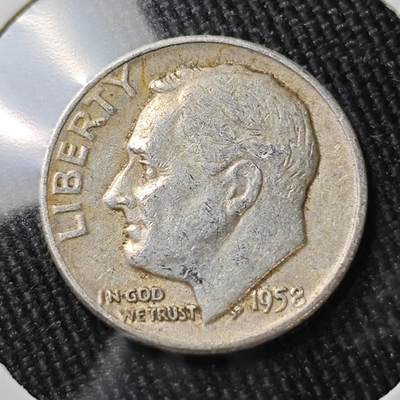 KK钱币收藏小铺 （套币 好品/批量散币 银币）专场  2月预留时间 周末发货 -   1958美国10分银币