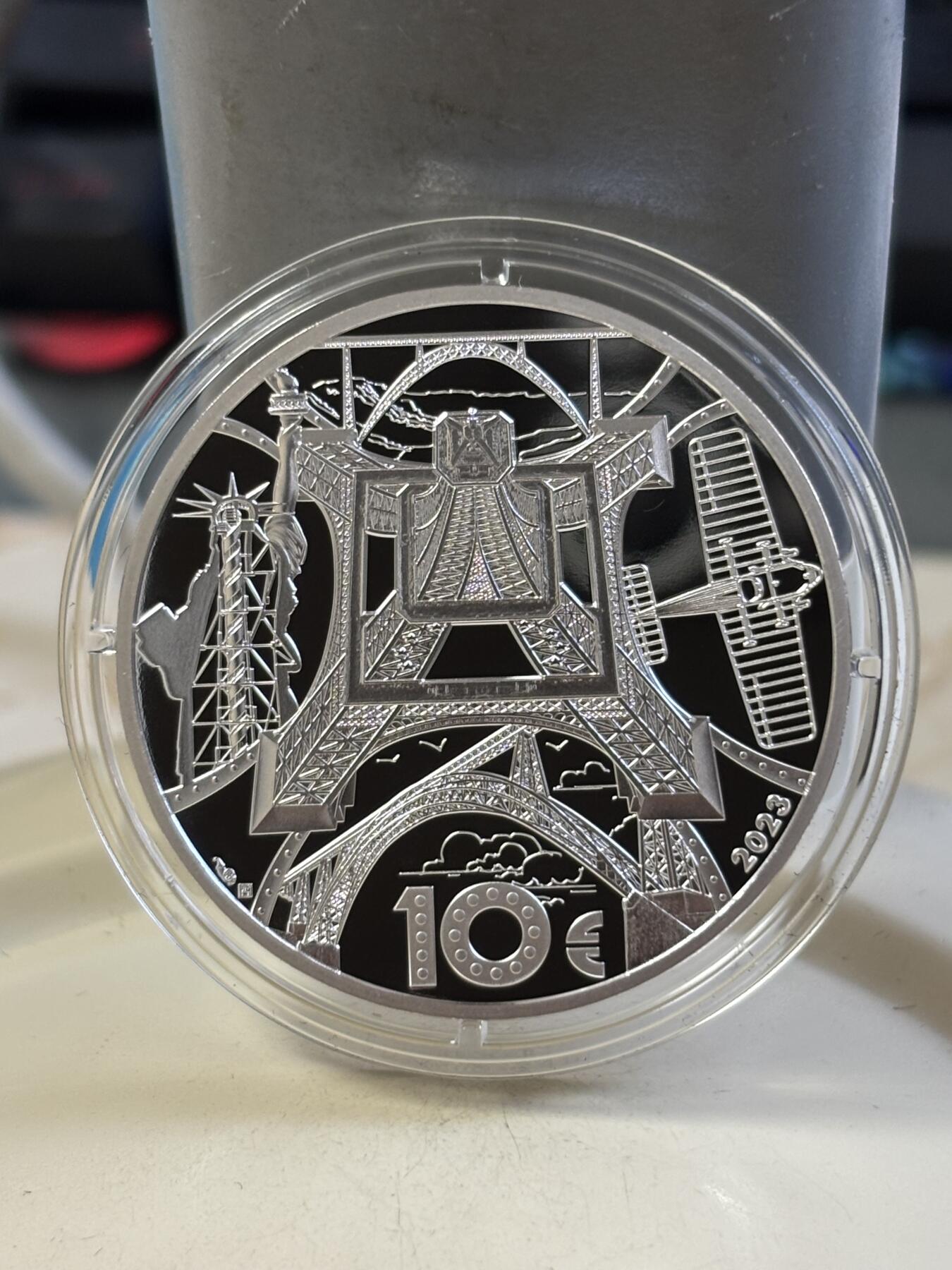 第183期拍卖 法国2023年建筑大师古斯塔夫·埃菲尔逝世纪念银币，999银，22.2克，发行3000枚