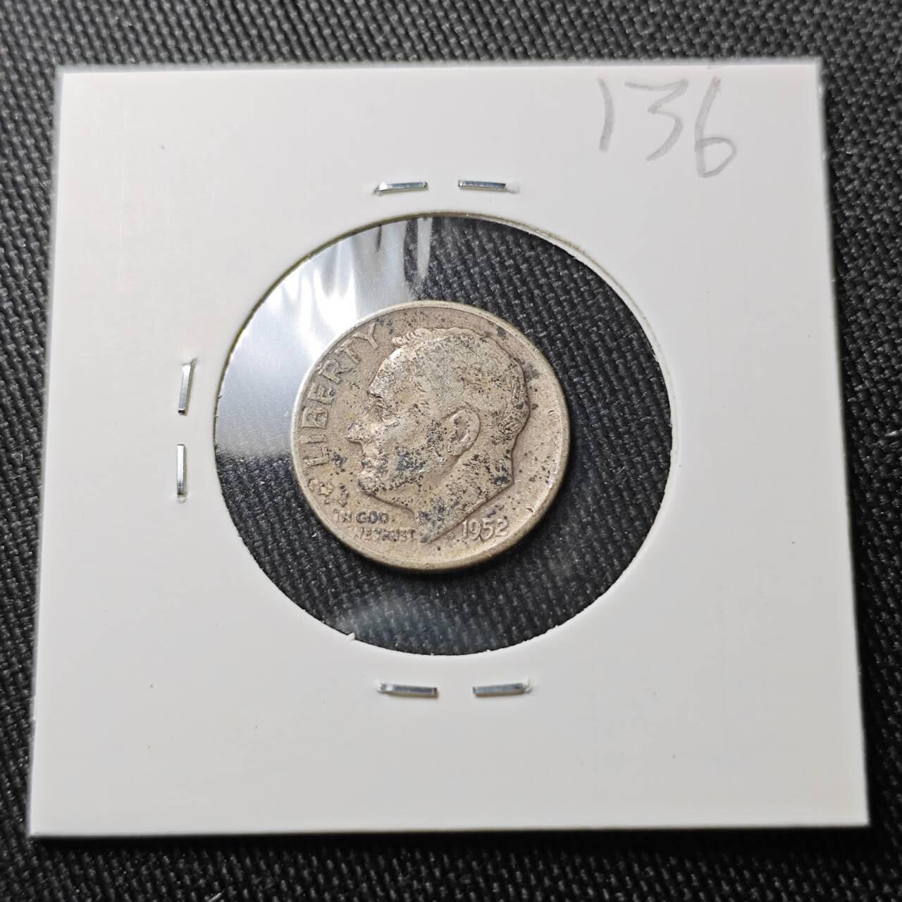 KK钱币收藏小铺 （套币 好品/批量散币 银币）专场  2月预留时间 周末发货   1952美国10分银币