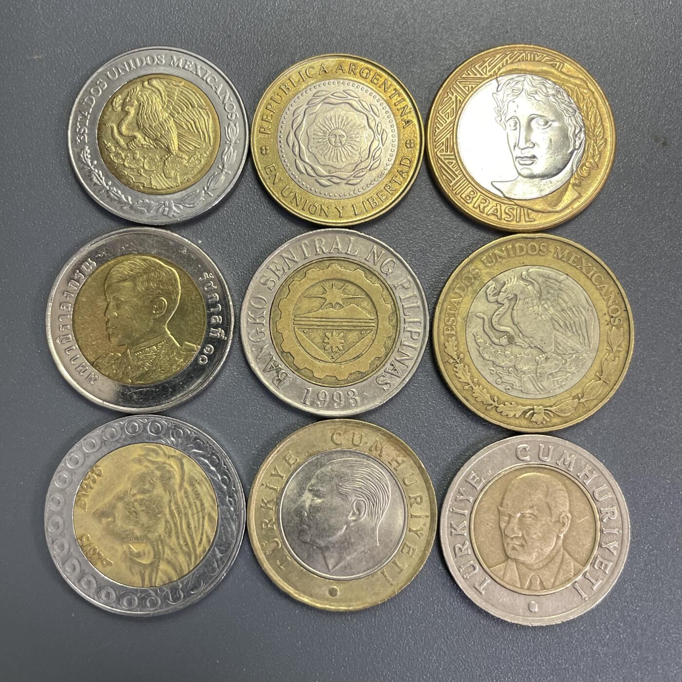 回流1123 各国双色币9枚